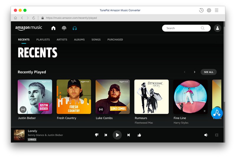 TunePat Amazon Music Converter for Macを実行した画面