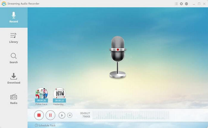 Apowersoft ストリーミング音声録音ソフトのインタフェース