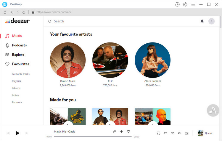 Deezer Music Converter を実行した画面